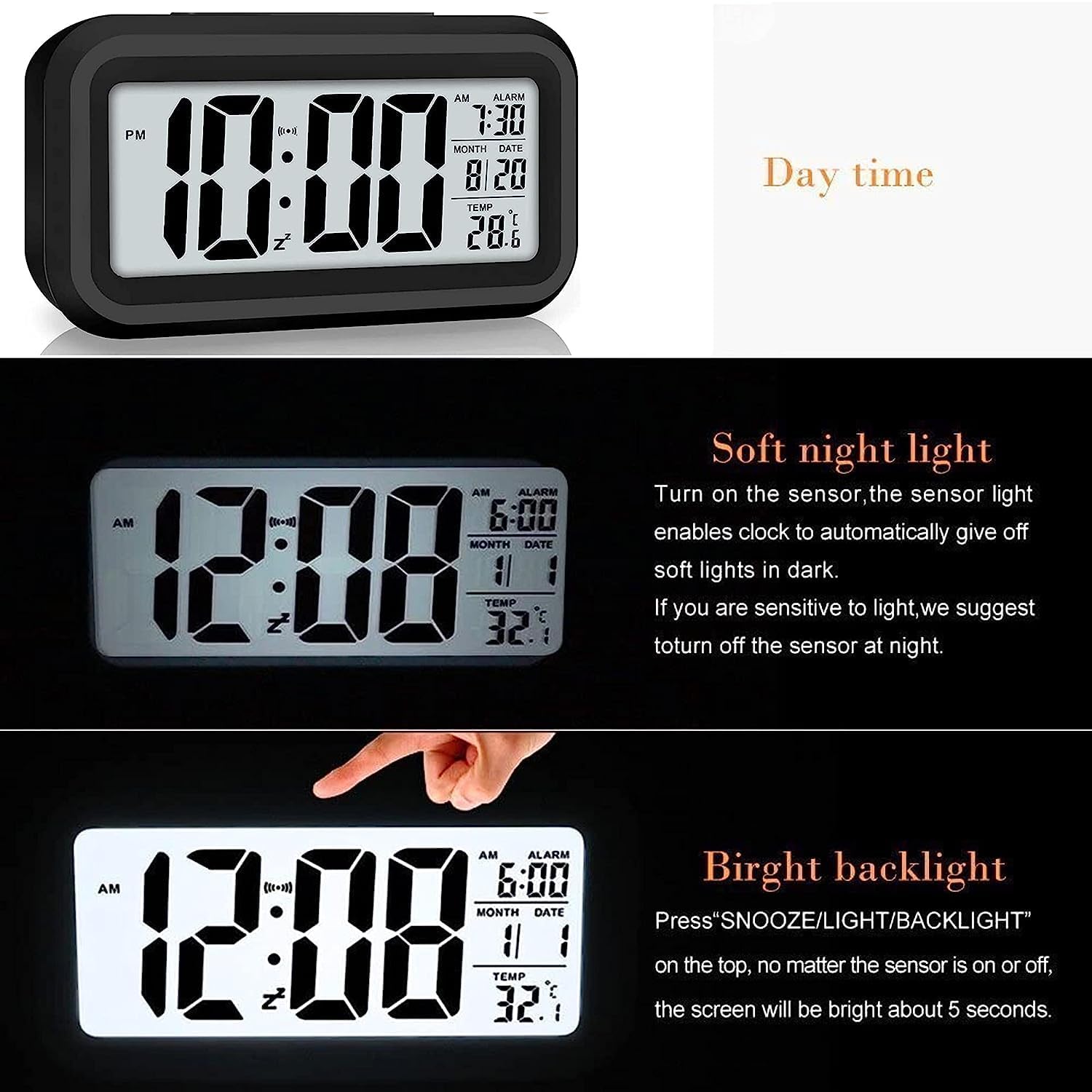 Cordless Smart Sensor Alarm Clock